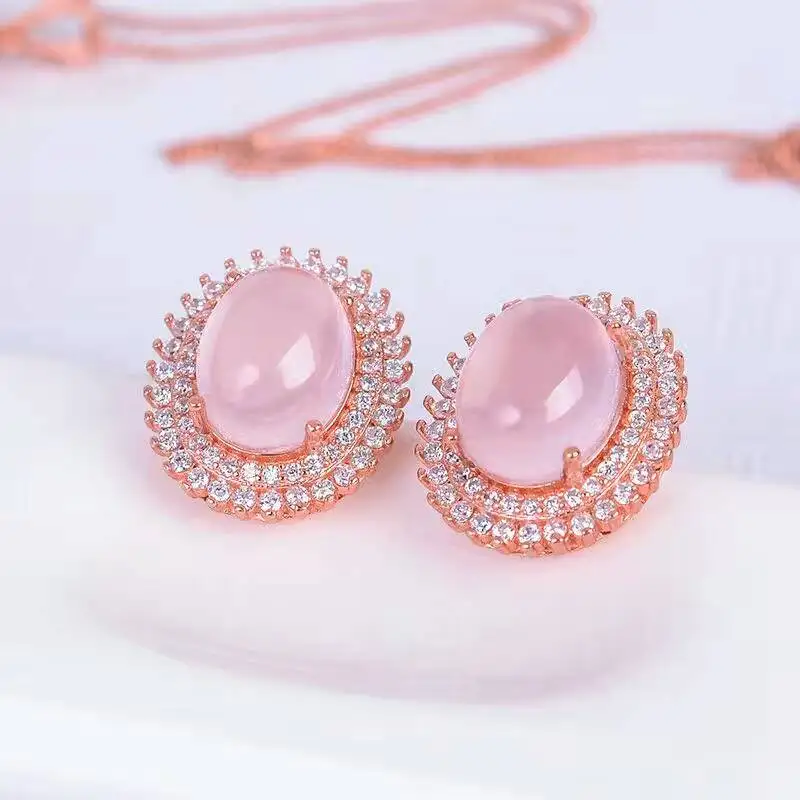 Комплект ювелирных изделий из серебра 925 пробы с розовым кварцем|jewelry sets|gift giftsgift