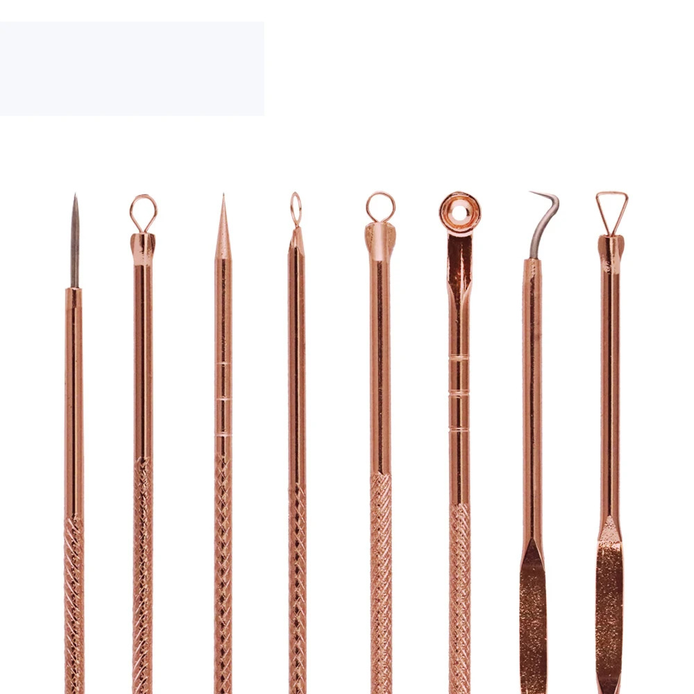 

4Pc/Set Rose Gold Stainless Steel Blackhead Acne Blemish Pimple Treatments Remover Extractor Needles Skin Care Kits