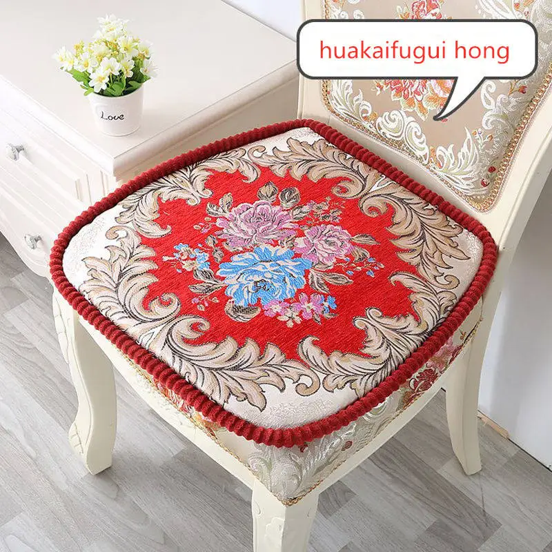 huakaifugui hong Зимняя утолщенная Подушка для стула качественные подушки для сидения могут быть зафиксированы на стуле сидячая Подушка Нескользящая домашняя офисная декоративная подушка 44*46 см 1 шт - Цвет: huakaifugui hong