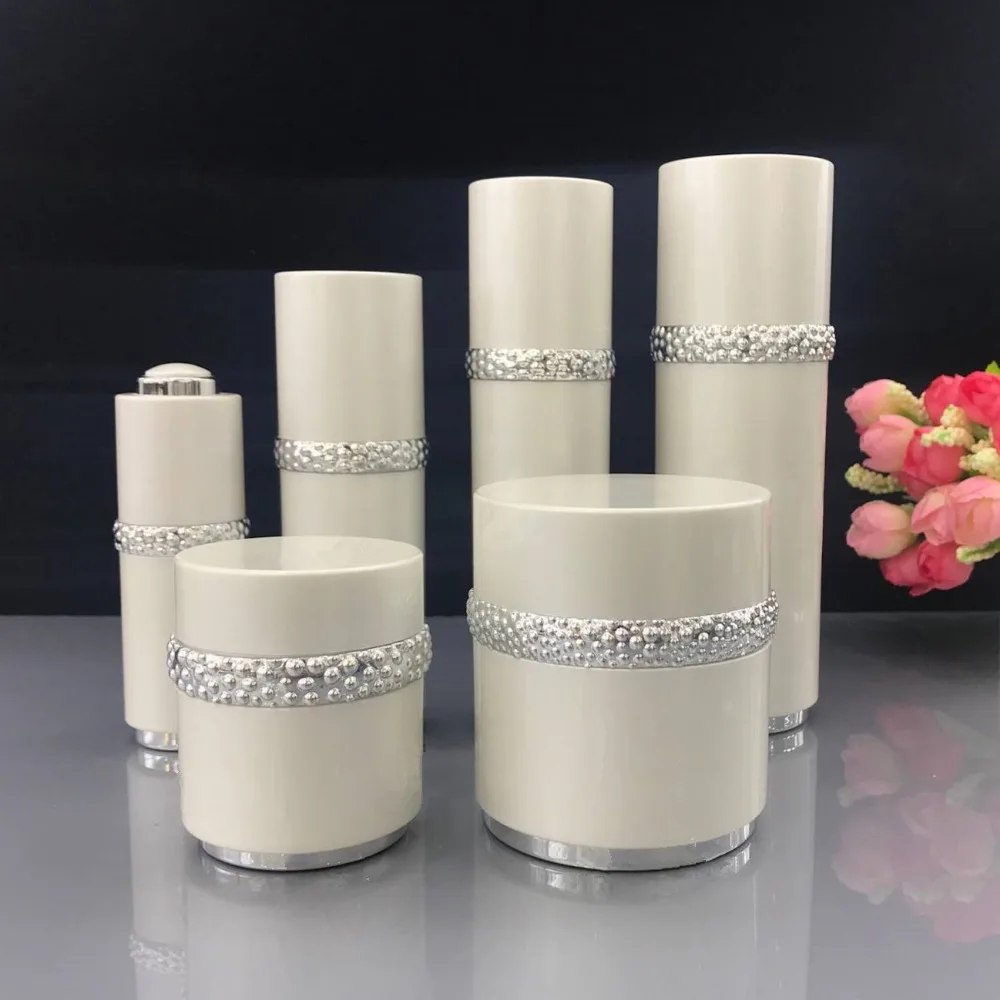 

High Grrade Pearl Suit Cosmetics Sub Acrylic 15/30/50/120ML Lotion Pump Bottle,Classic 30/50G Acrylic Cream Jar 6PCS 1Suit