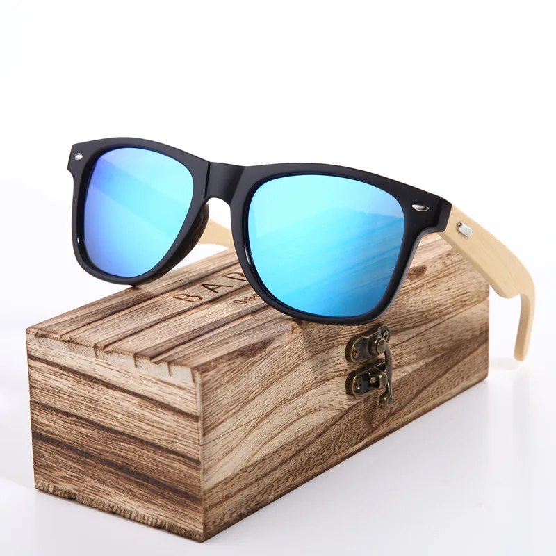 Ice Blue Polarized BARCUR розовые солнцезащитные очки, дерево бамбуковые женские солнцезащитные очки модные Зеркальные Солнцезащитные очки женские брендовые дизайнерские очки - Цвет линз: Ice Blue Polarized
