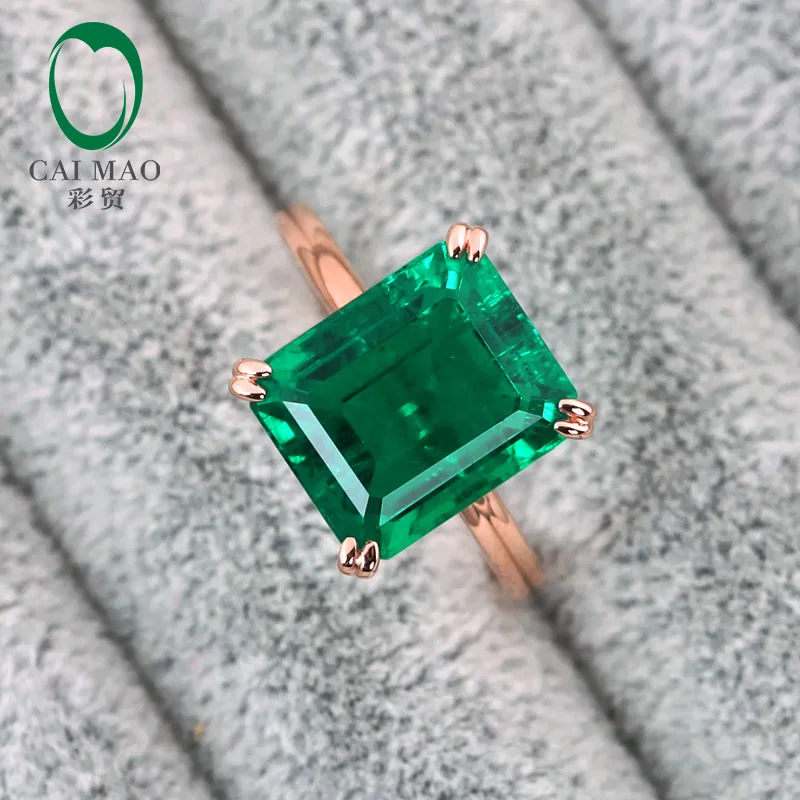 Классический 8x10 мм 3.10ct изумруд обручальное кольцо jewelry 14 К розовое золото