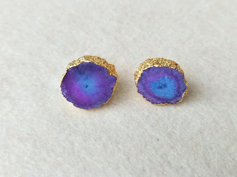 Женские серьги гвоздики с натуральным кристаллом 5 пар|druzy stud earrings|stud earringsdruzy studs |