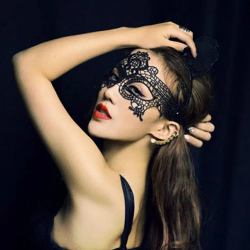 

TEROKK Black Girls Women Sexy Lady Lace Mask Cutout Eye Mask for Masquerade Party Fancy Dress Costume