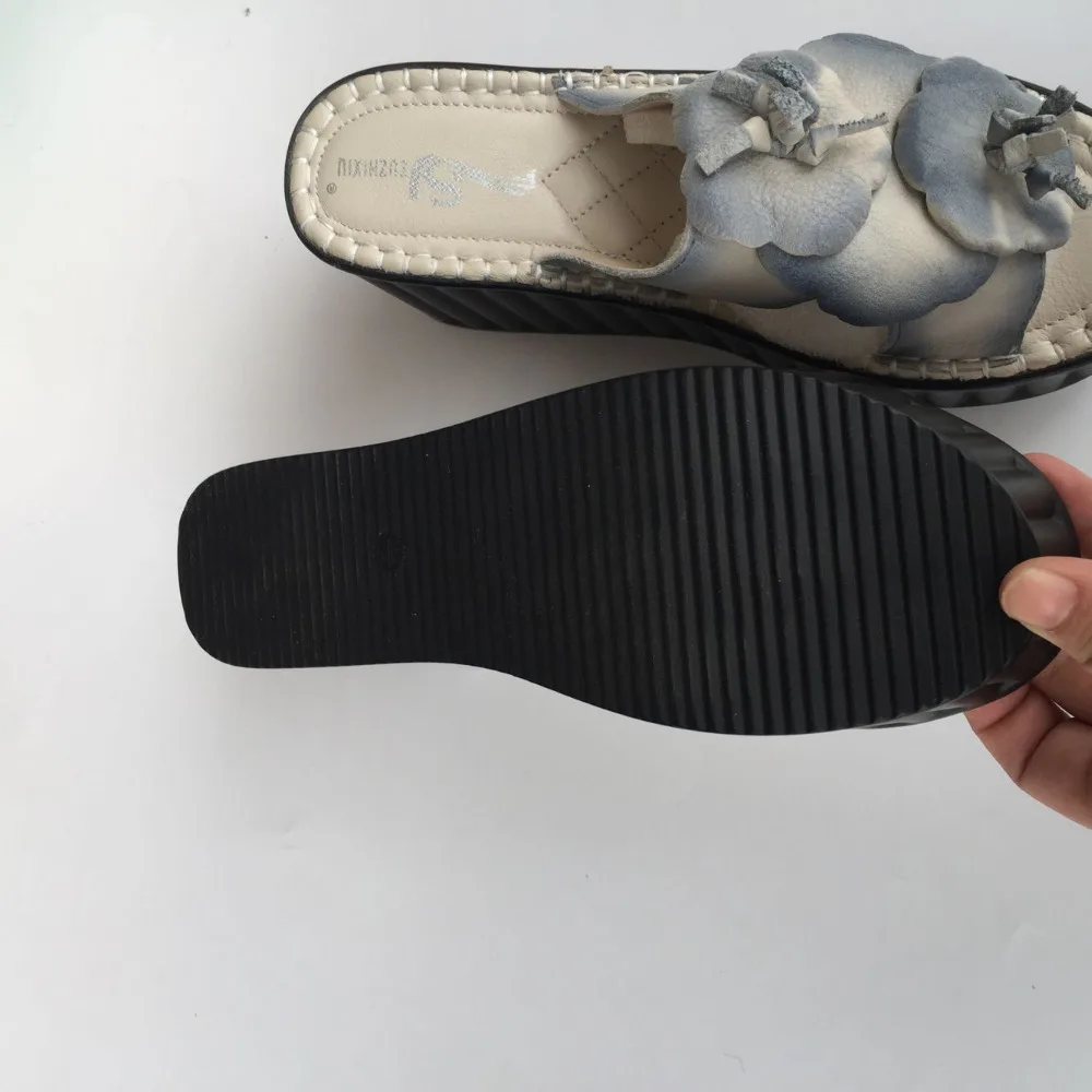 ZUZHIXIU-New 2018 Spring/Summer Genuine leather ethnic style sandals Women high slope muffin thick soles slippers 3colors | Обувь