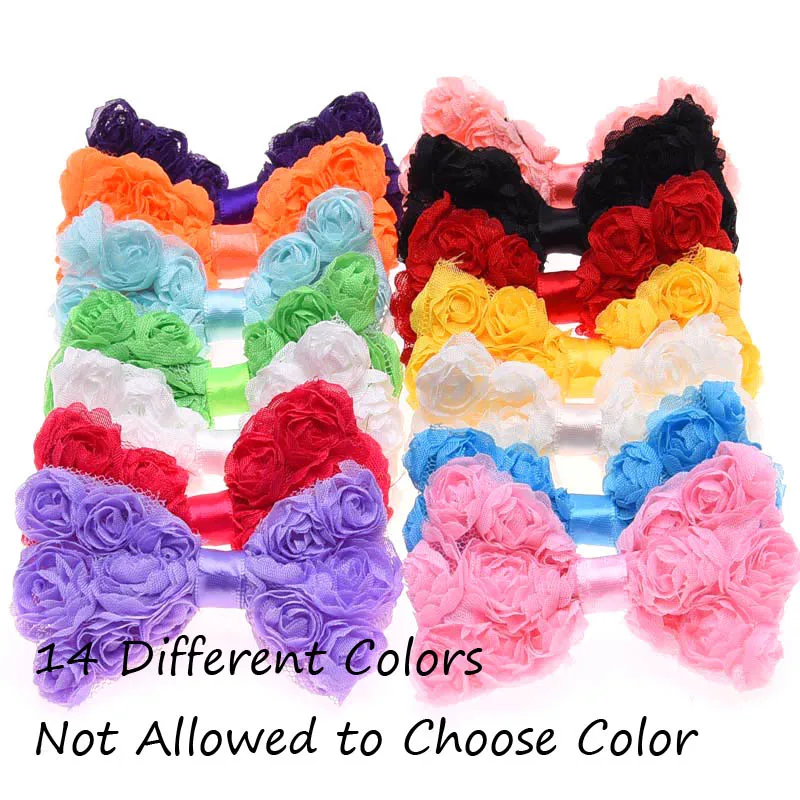 Multicolor 14 шт., шифоновые банты, без зажимов, триплекс, шифоновые банты, аксессуары для волос, розочка, бант, Цветочный Аксессуар, головной убор для волос, повязка на голову - Цвет: Multicolor