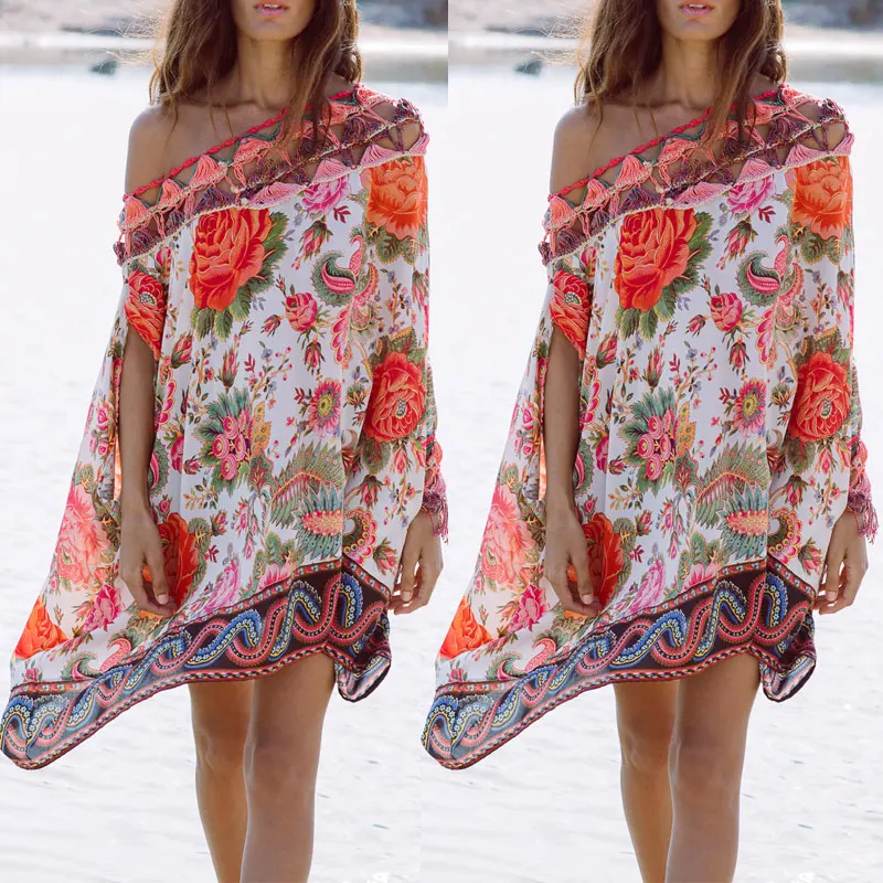 Womens BOHO Beach Wear Cover Up Kaftan Ladies Summer Dress Casual | Женская одежда