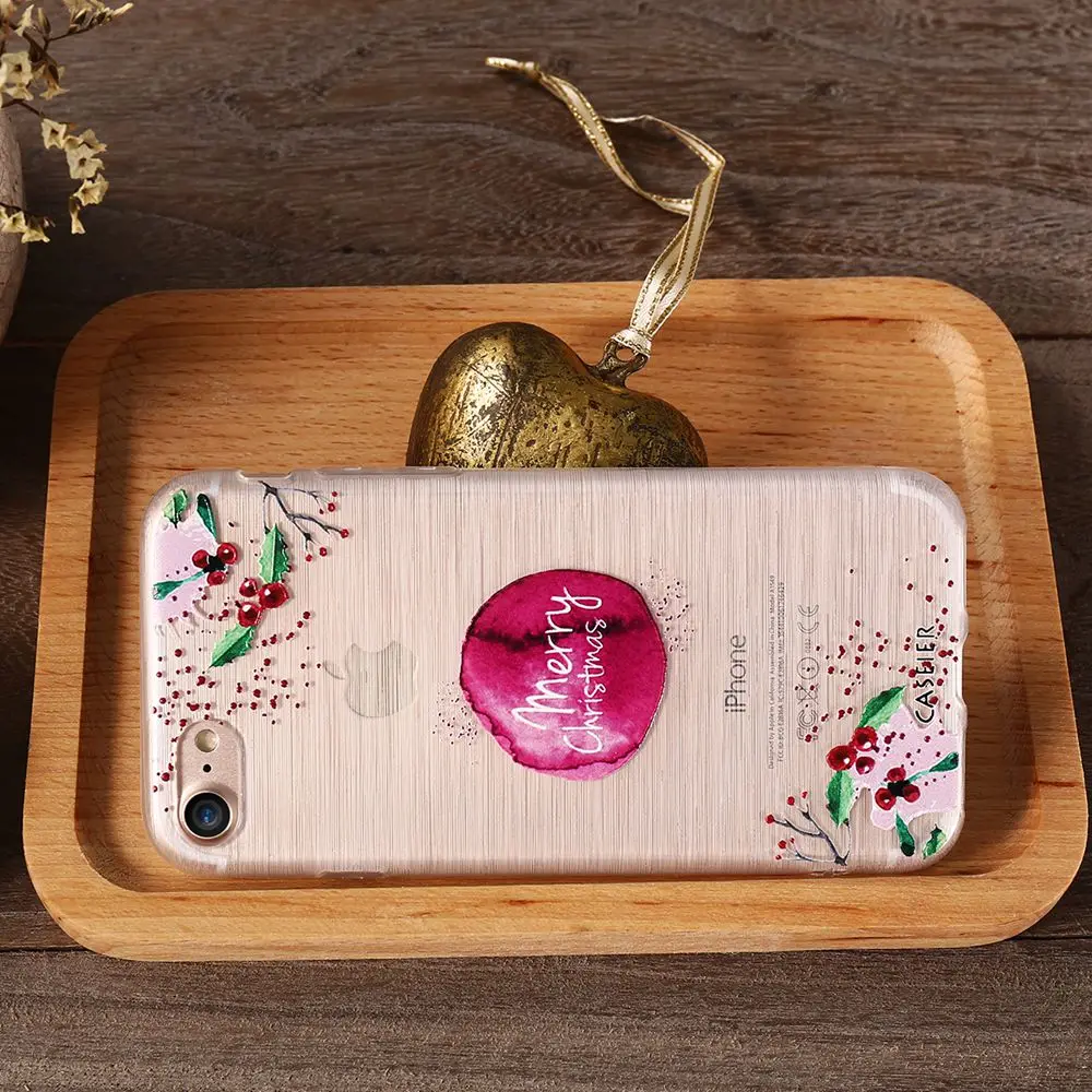 Caseier 2017 зимний чехол для телефона айфон X Новогодние товары 3D Живопись мягкий