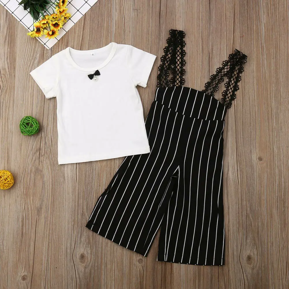 Комплект одежды для маленьких девочек топ с короткими рукавами + длинные штаны в