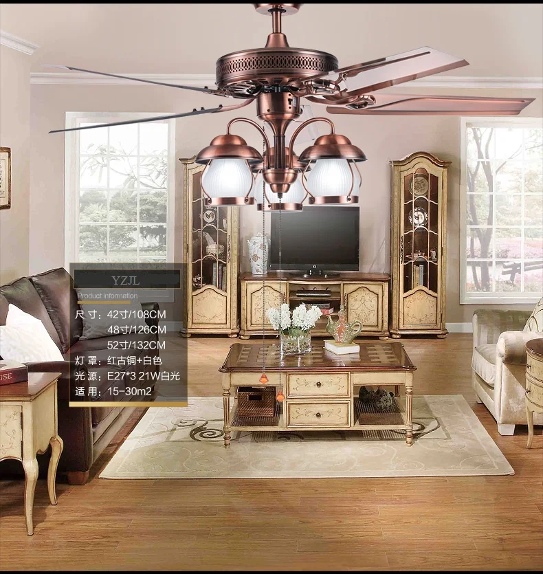 Американский деревенский гостиной люстра вентилятор светильник s Ресторан
