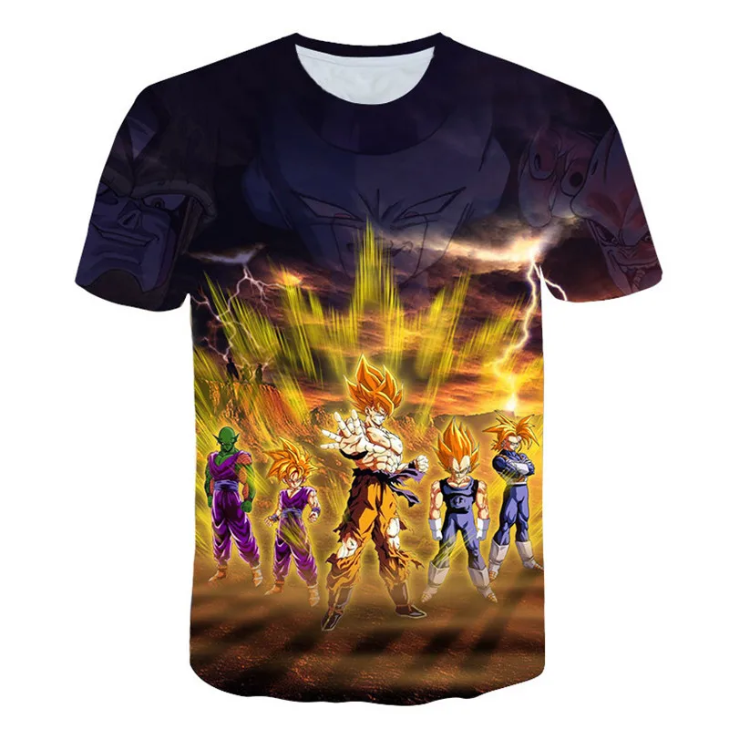 Супер Saiyan/футболка с 3D принтом «Жемчуг дракона» Z Goku, летняя модная футболка, топы для мальчиков, одежда с 3D принтом, Детская футболка с рисунком