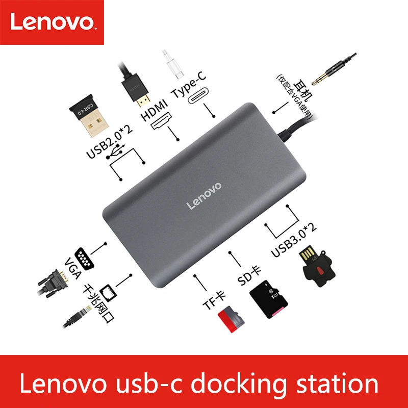Оригинальная док станция 11 в 1 USB C для 4K HDMI RJ45 VGA Ethernet Lenovo MacBook Pro ноутбука Type