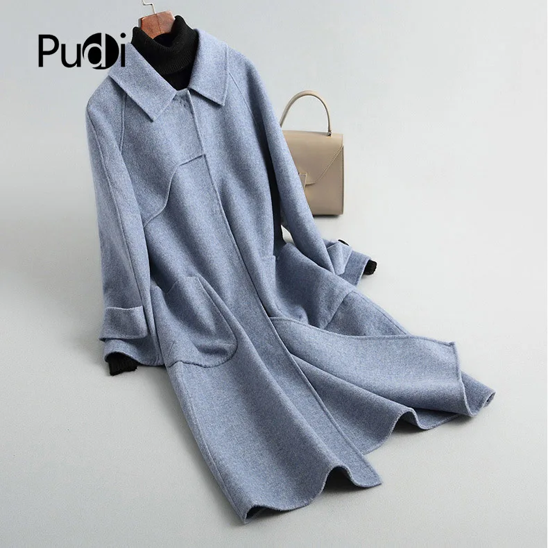 PUDI RO18139 Женская Осенняя Зимняя шерстяная куртка с карманом свободного стиля с карманами пальто для отдыха
