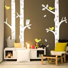 Милая сова птицы Березовое дерево наклейка на стену обои настенная наклейка для детской комнаты детский лес домашний фон украшения 250*250 см D639