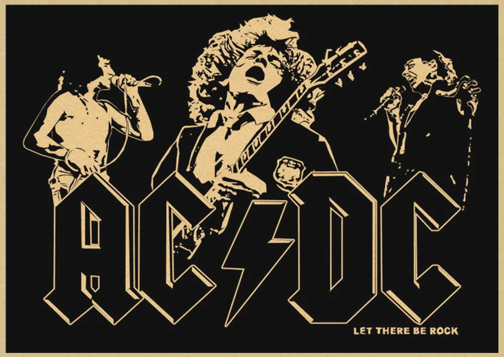 Рок-Группа ACDC Malcolm Angus крафт-бумага винтажный настенный плакат стикер - Цвет: Непроницаемый