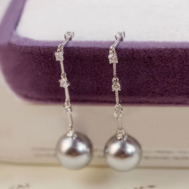 Длинные серьги с серым жемчугом серебро 925 пробы|stone long earrings|long drop earringslong earrings |