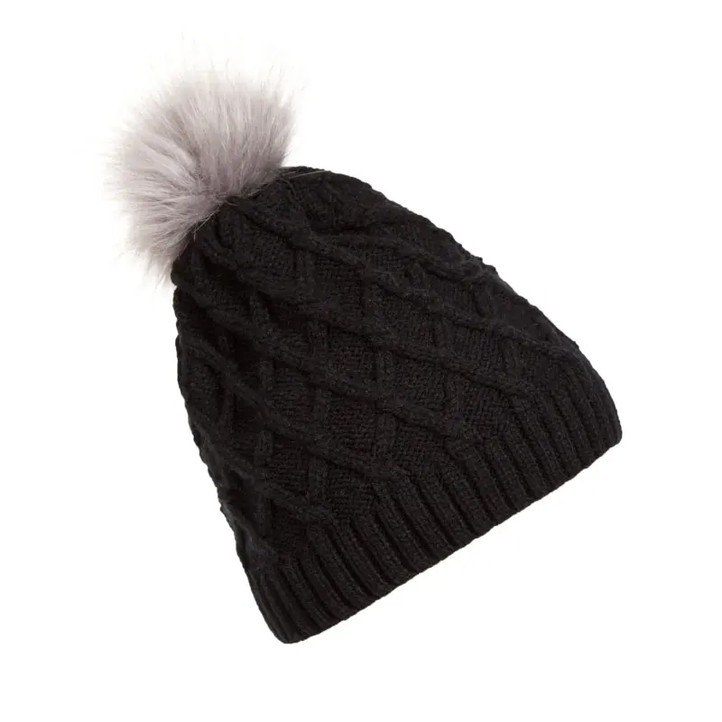 Трендовая женская зимняя шапка в клетку вязаная с помпоном из искусственного