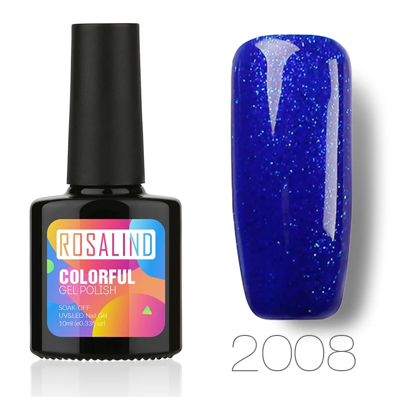 2008 ROSALIND УФ светодиодный Гель-лак для ногтей голубой бриллиант лак для ногтей долговечный Гель-лак замачивающийся лак для ногтей мерцающий цветной - Цвет: 2008