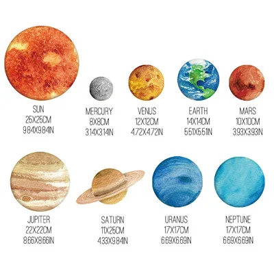 9pcs Planets 9 шт. светится в темноте солнечная система планеты наклейки ребенок светильник луна звезды декор для детей спальня ребенок спящий - Цвет: 9pcs Planets