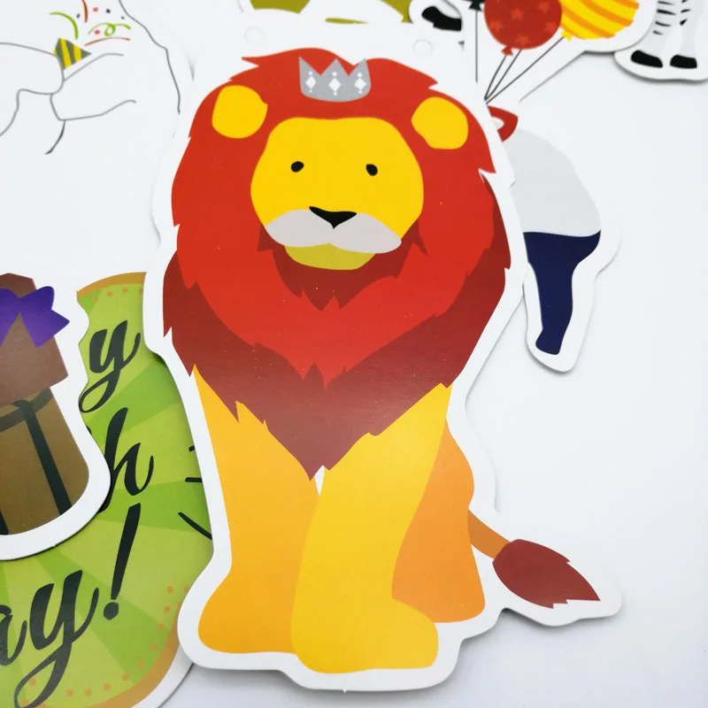 Painted paper animal banner happy birthday garland baby shower children's room decoration creative 1 Hanging | Дом и сад