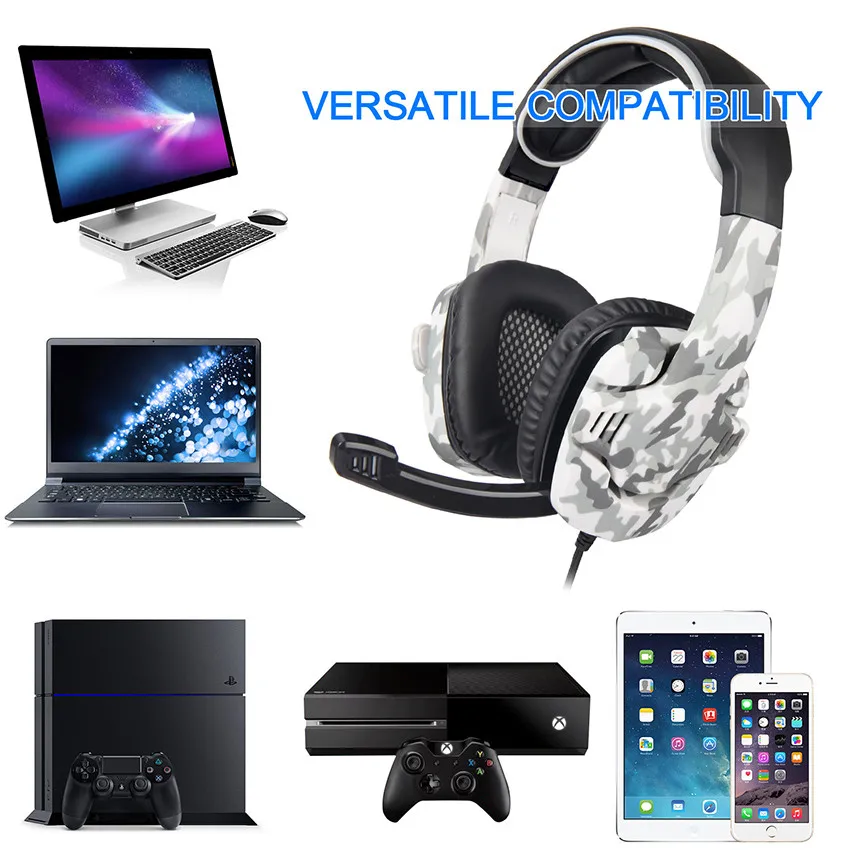 SADES SA 708GT Casque PS4 гарнитура с микрофоном ПК геймерские камуфляжные стереонаушники