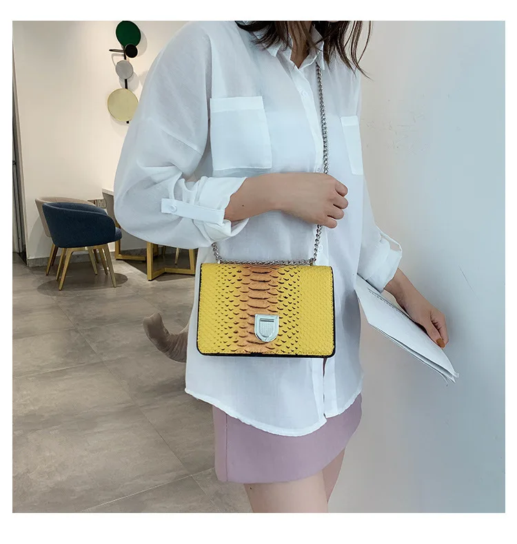 Retro Alligator Handbag Fashion Women Hasp Chain Messenger Bags Clutch Wedding Party Purse Slung Flap Small Square Bag