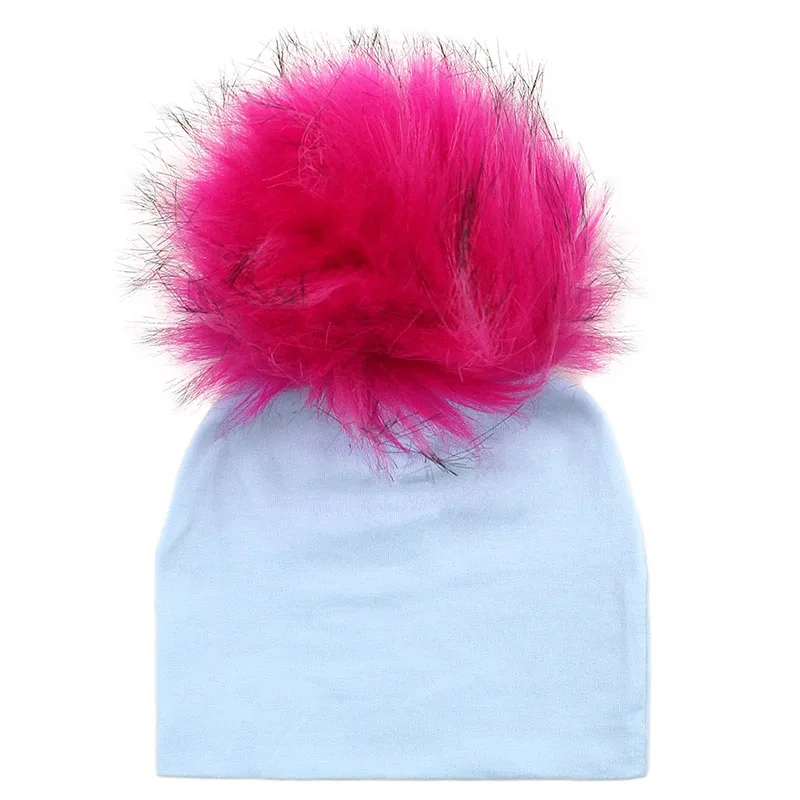 GZHilovingL Brand Newborn Kids Baby Boys Girls Warm Winter Spotted Cotton Beanie Fur Pom Pom Bobble Hat Cap Winter Warm Hat