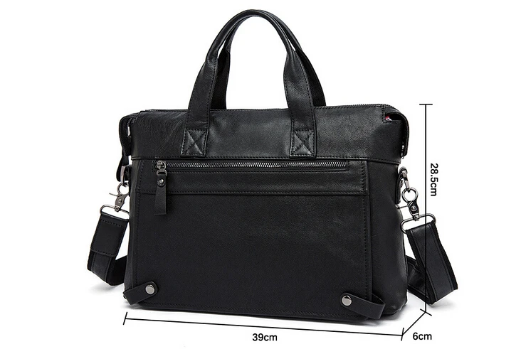 Модная деловая Мужская сумка из натуральной кожи портфель для ноутбука через