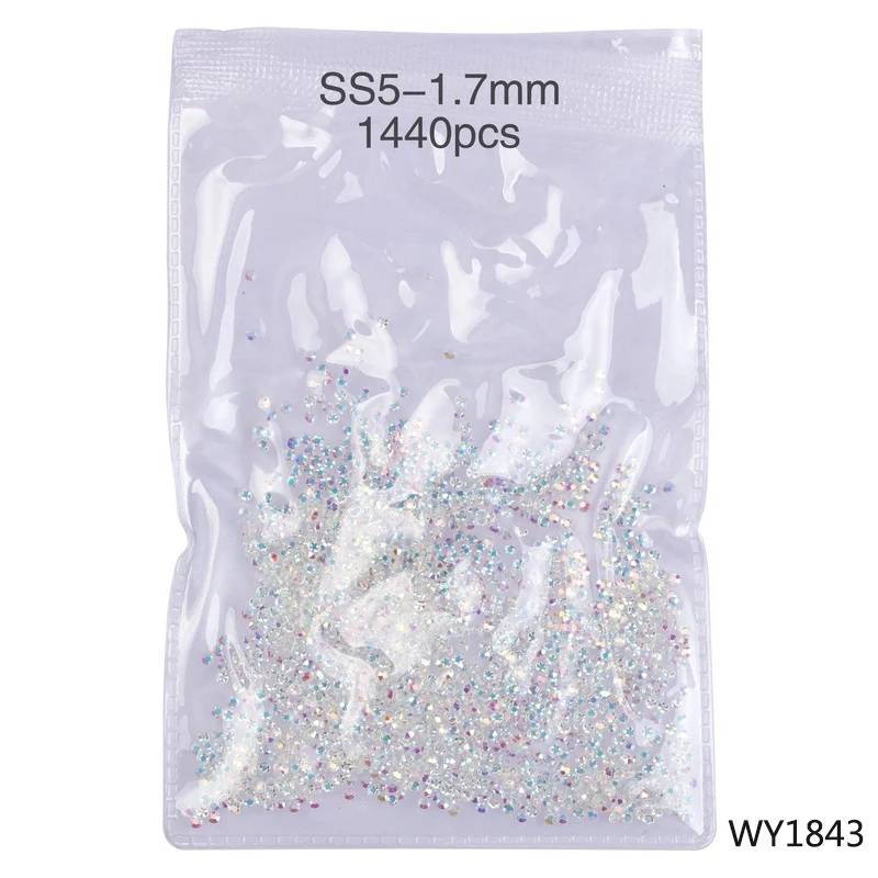 WY1843 SS5 Elessical 1440 шт./пакет 3d Стразы для дизайна ногтей стразы Хрустальный декор для аксессуары для ногтей дизайн Стекло декоративный камень для ногтей AB clear - Цвет: WY1843 SS5