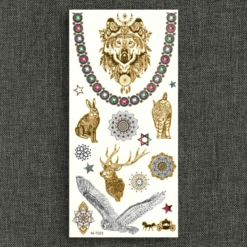 Временные татуировки из искусственного золота водонепроницаемые переводные