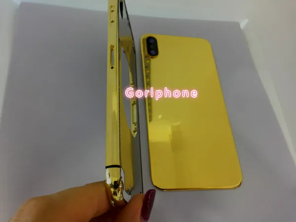 Высокое качество, роскошная задняя крышка для iphone X 24 k, Золотой корпус, зеркало, золото, индивидуальный дизайн, задняя дверь для IP X 10