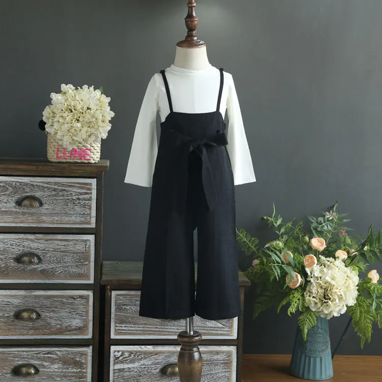 Костюм с широкими штанами для девочек осень 2017 новые штаны высокой талией в