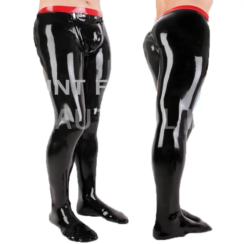 Latex Fetish Trousers Sexy Pants For Men Legging With Zipper Bottoms Cover Foot Plus Size Customization 100% Natural Handmade