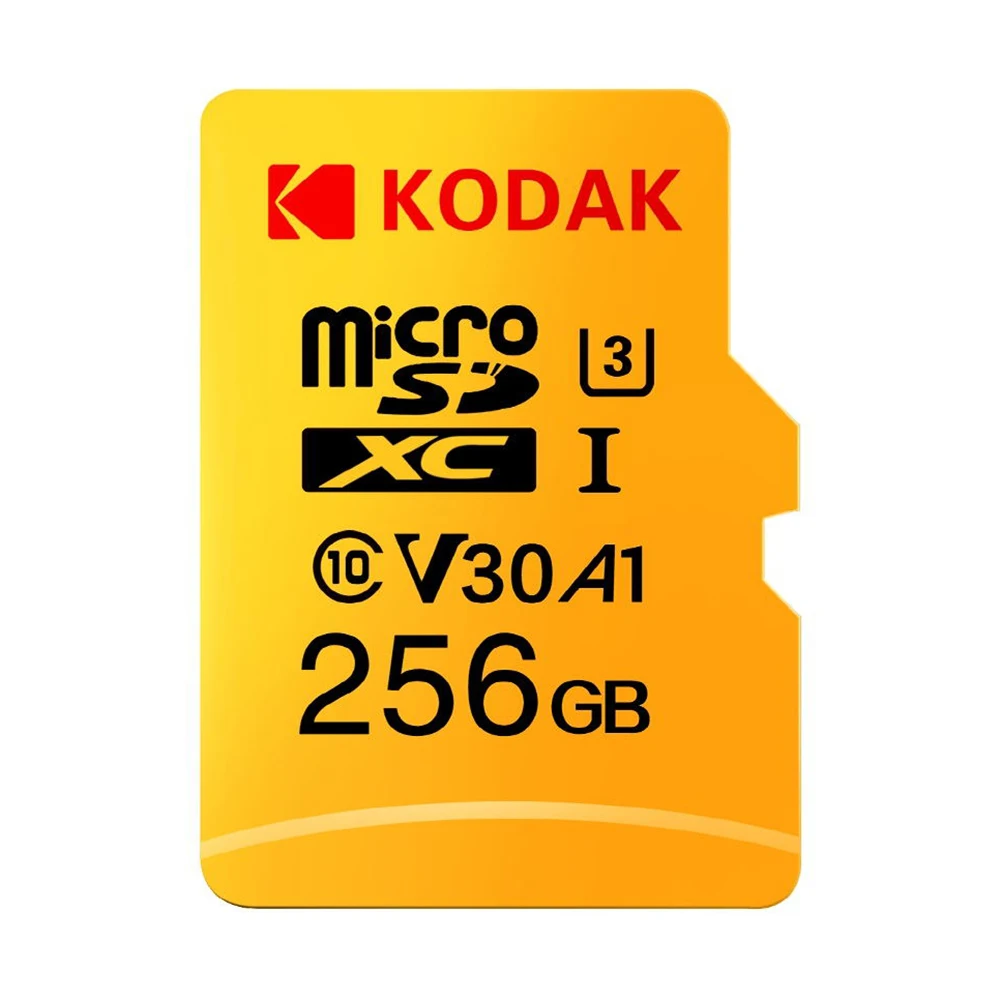256G Kodak Micro SD карта, 32 ГБ, 64 ГБ 128 ГБ 256 ГБ 512 ГБ TF Карта U3 A1 V30 слот для карт памяти 100 МБ/с. чтения Скорость 4K видео запись - Емкость: 256G