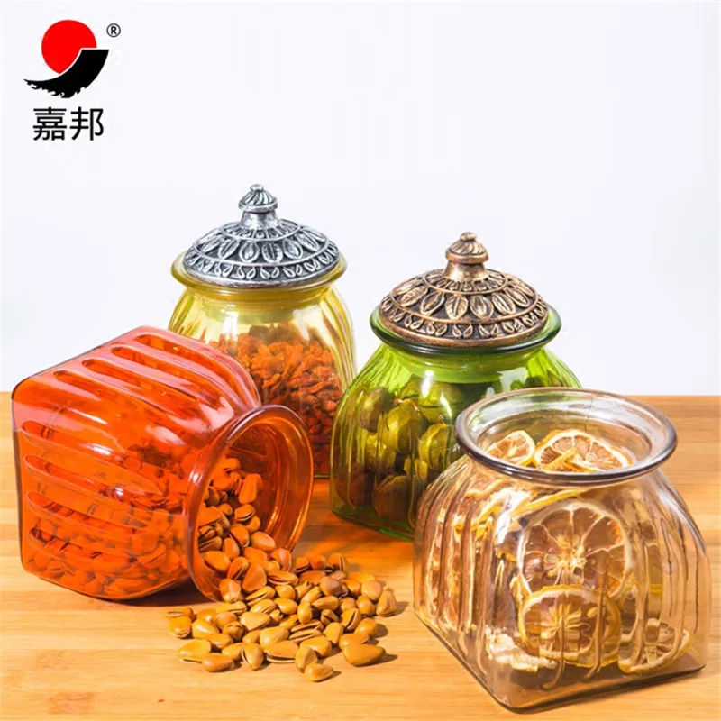 Прозрачные банки для конфет емкость хранения еды цветной круглый стеклянный