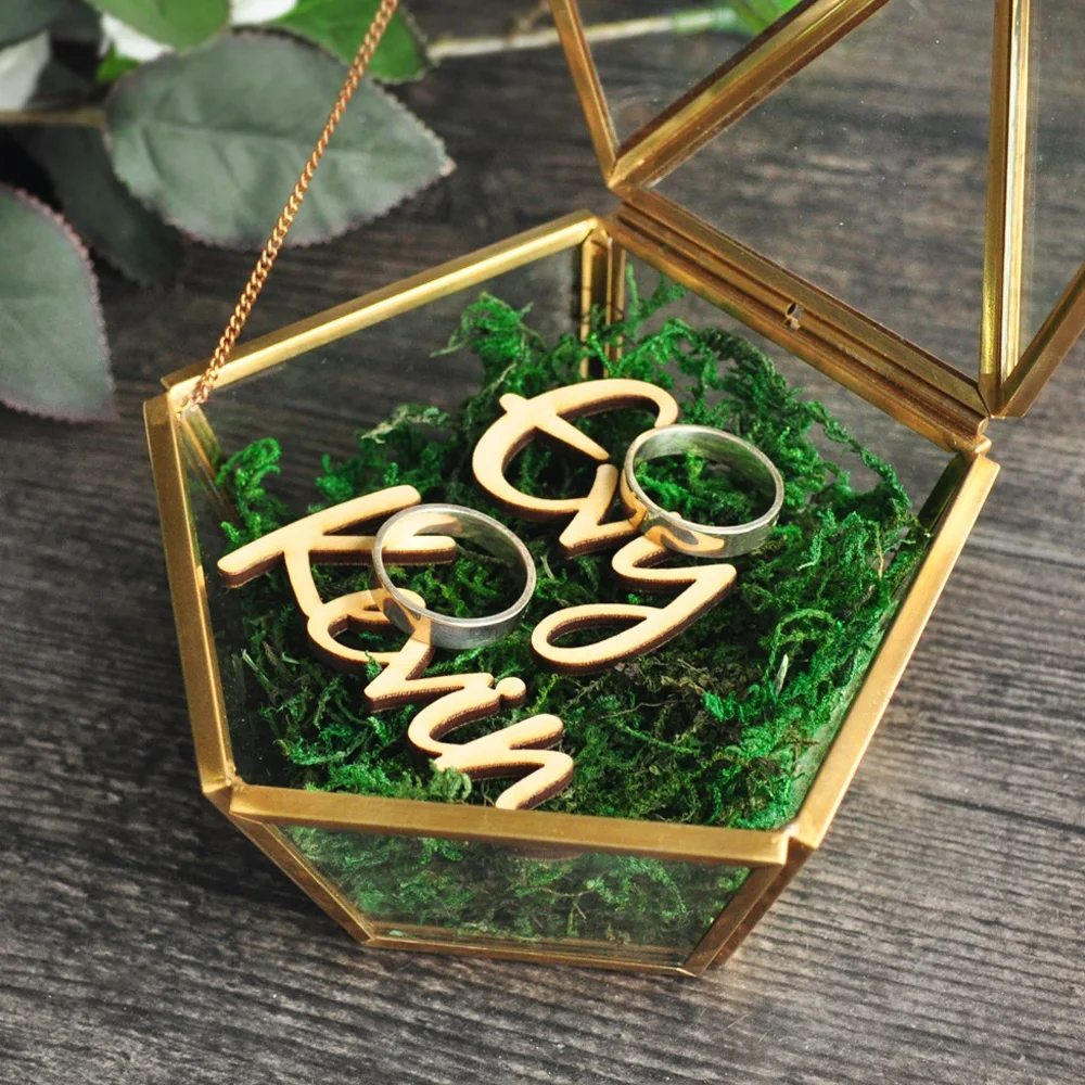 

Personalized Pentagon Jewelry Box Ring Bearer Pillow, Rustic Wedding Ring Holder Box Proposal Engagement Gift
