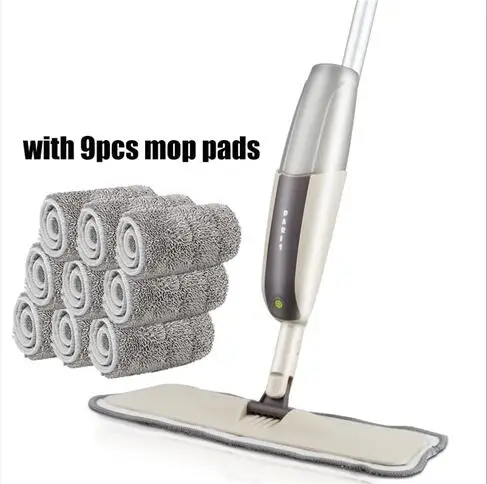 one mop 9 mop cloth Распылительная швабра с многоразовыми подушечками из микрофибры, 360 градусов, металлическая ручка швабры для дома, кухни, ламинат, деревянная Напольная керамическая плитка для уборки - Цвет: one mop 9 mop cloth