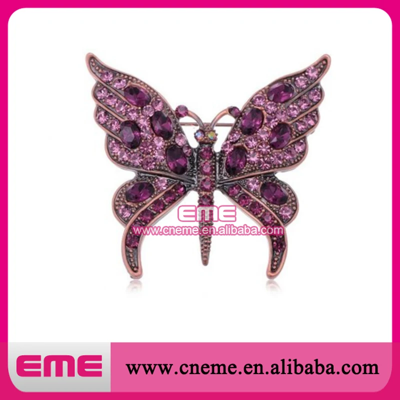 Синтетические Аметист Фиолетовый Горный Хрусталь Бабочка Приколоть Брошь|brooch