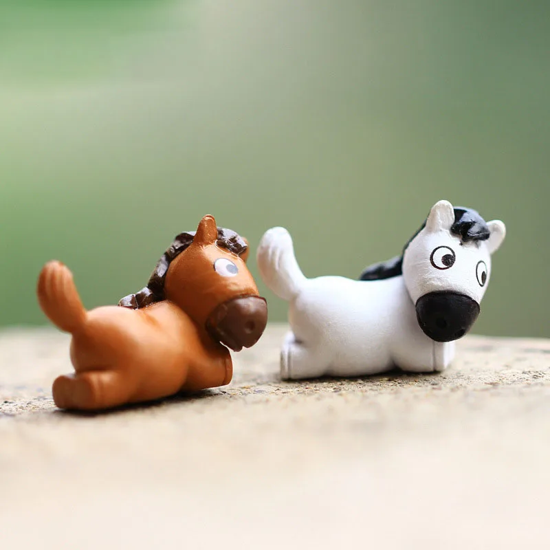 2 шт. миниатюрный милый лежа лошадь Смола ремесло искусственное животное