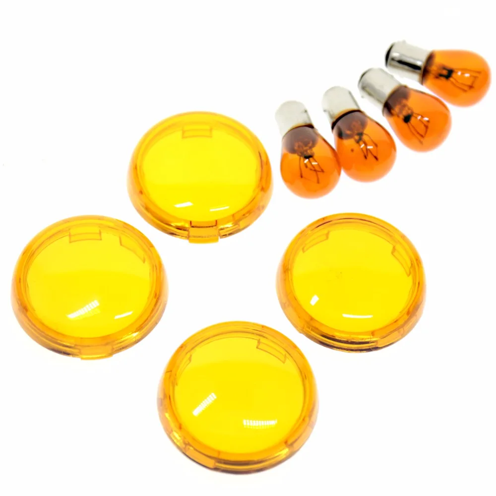 

4 X Turn Signals Light Oranged Lens Cover With Light Bulb For 1986-2017 Harley Touring Dyna Softail Sportster Street Glide 883