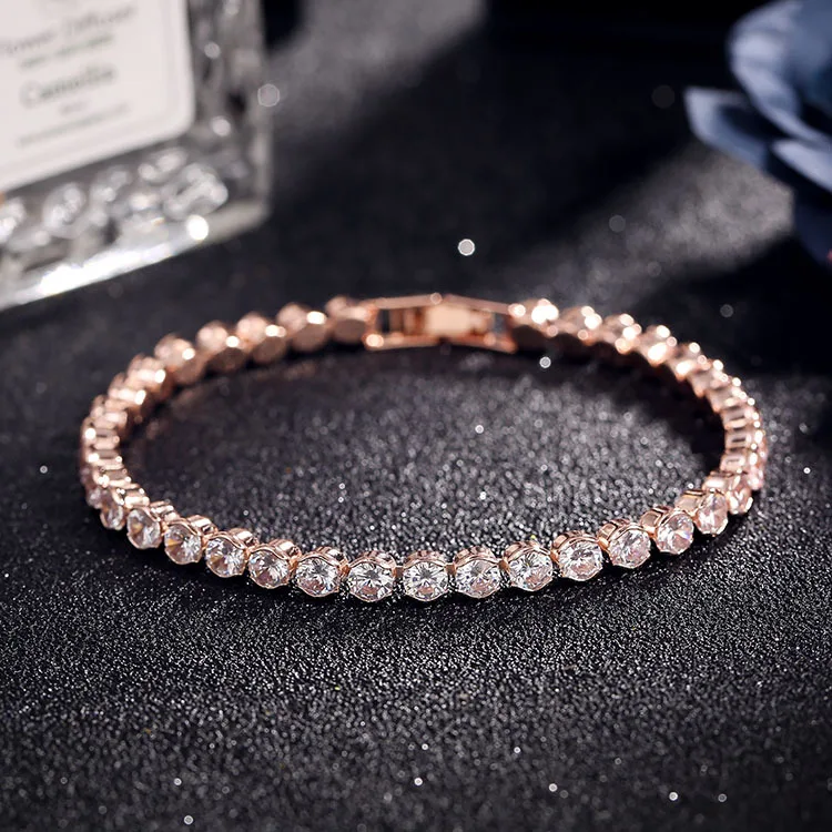 Топ AAA Браслет с фианитом модные украшения золотой Хрустальный Теннисный браслет