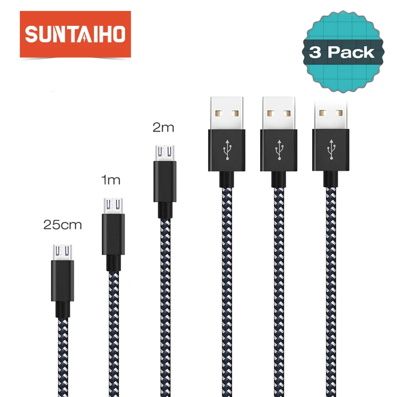 Кабель Micro USB 2.4A [3 Упаковка] кабель для зарядного устройства нейлоновый быстрой