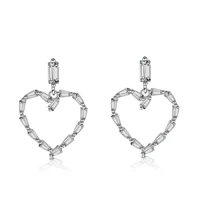 romantic shine cubic zirconia love heart 925 sterling silver ladiesstud earrings wholesale jewelry valentines day gift girls
