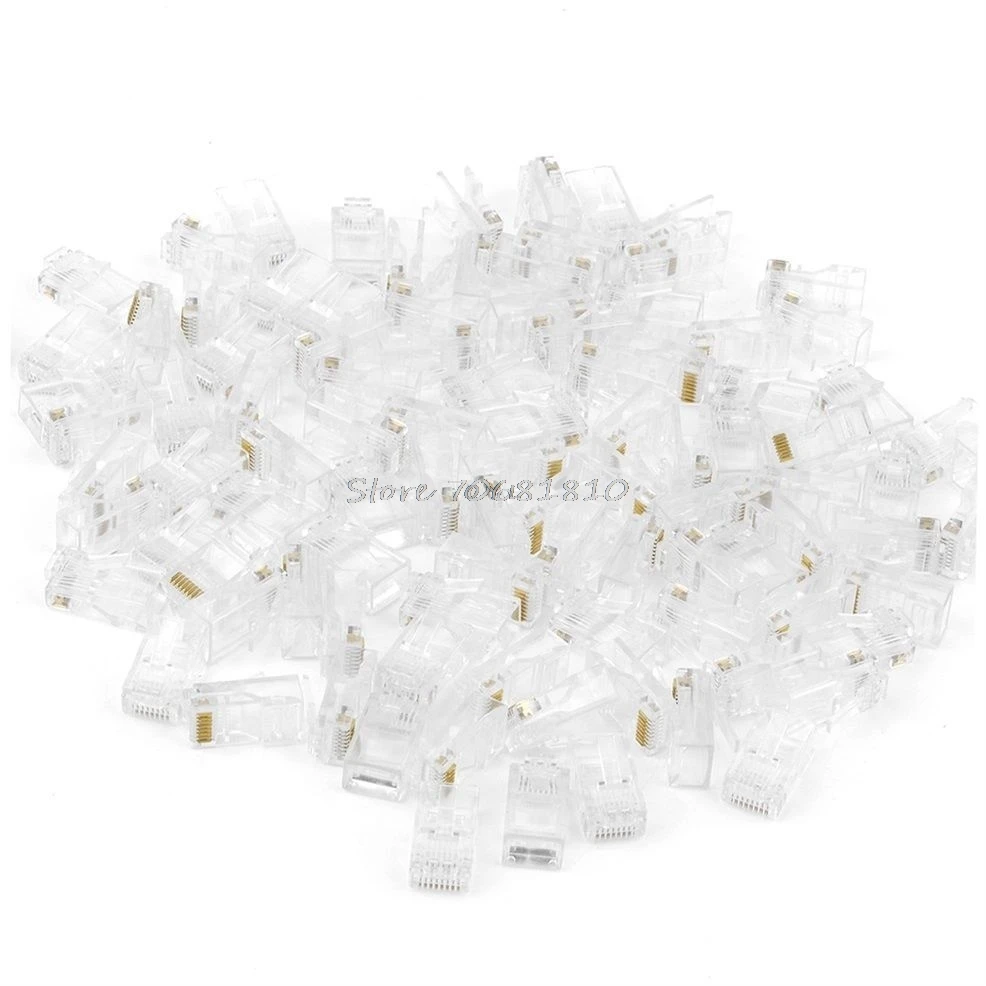 NEW 25/100/200/500PCS Gold plated RJ45 Net Network Modular Plug Cat5 CAT5e Connector 8P8C utp Unshielded Rj45 | Компьютеры и офис