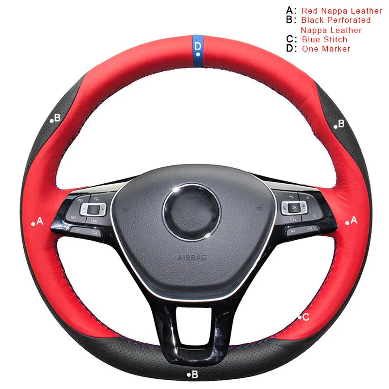 Top Layer Leather Автомобильная Оплетка на руль для Volkswagen VW Golf 7 Mk7 Новинка Polo с оригинальным кожаным Авто чехлом - Название цвета: Top Layer Leather