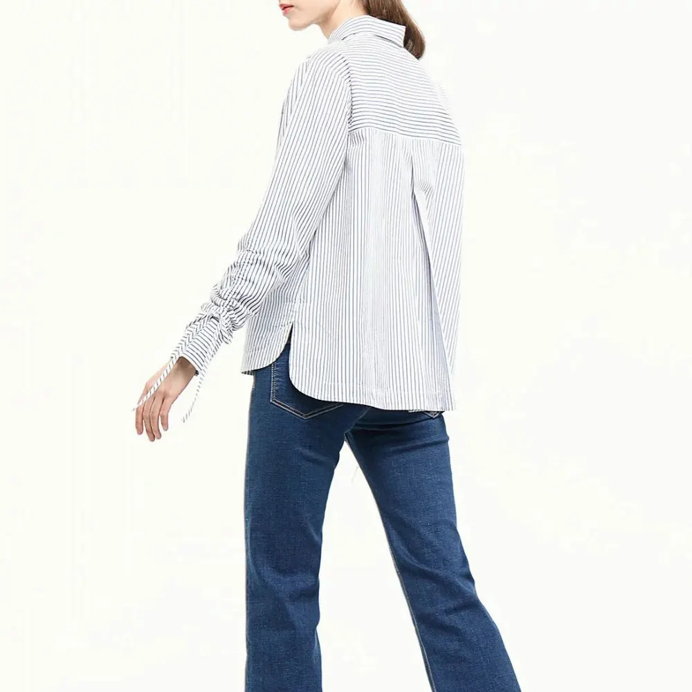 womens tops and blouses 2018 autumn tunics embroidery long sleeve striped shirt feminina office lady white shirts work wear |