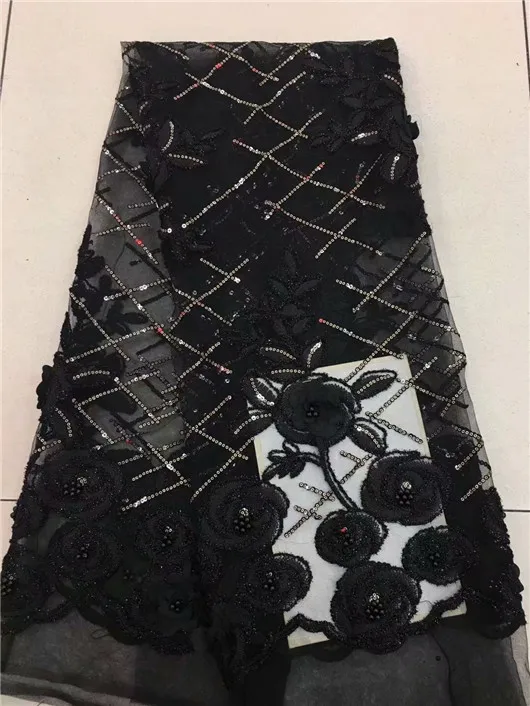 Серый Органзы 3d Кружева FabricWith Блестки 5 двор/много Бисера Чистая Ткани шнурка