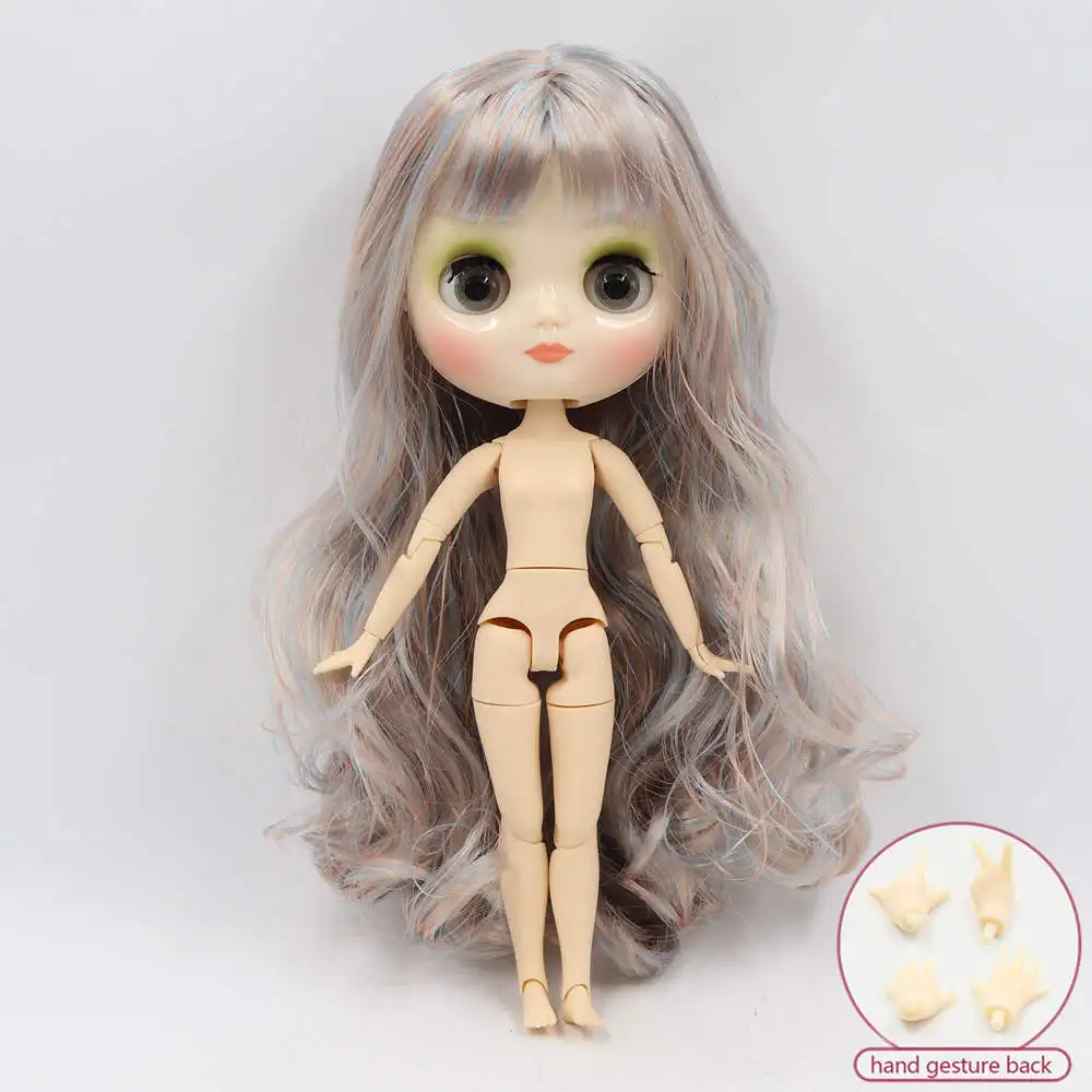 Прозрачный Заводская кукла middie blyth 20 см, матовое или глянцевое лицо с макияжем, мягкие волосы, DIY игрушки, подарок с жестами - Цвет: Прозрачный