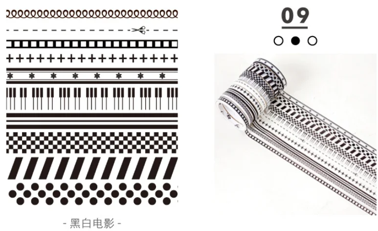 09 10 шт./кор. милый черный лента Washi Бумага DIY планировщик изоляционная лента клейкая наклейки с лентами Декоративные Канцелярские Ленты - Цвет: 09