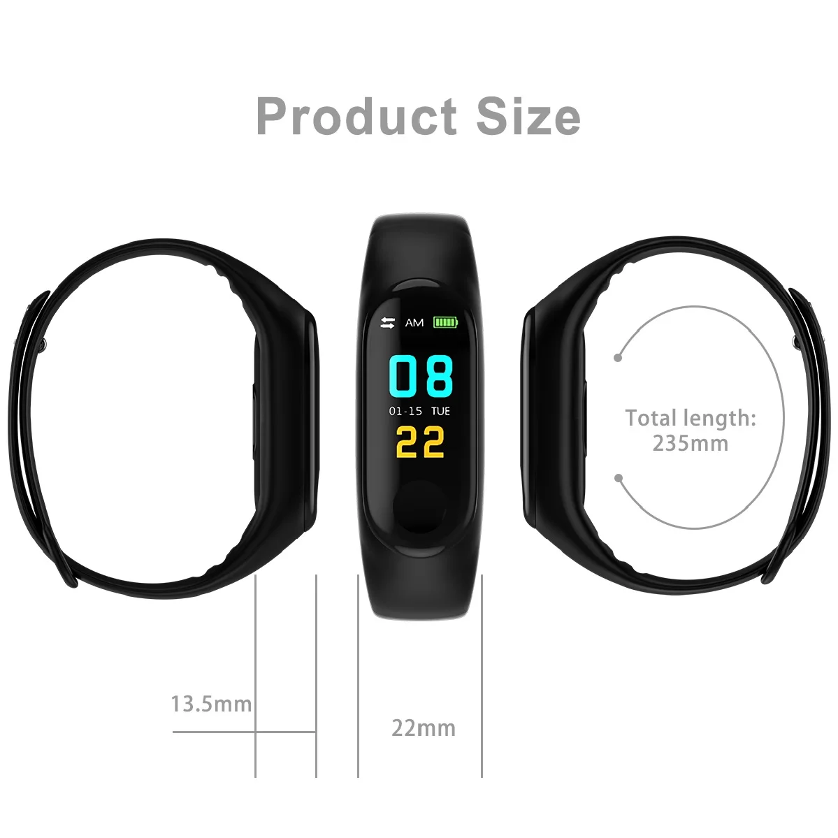 Умный Браслет M3plus с цветным экраном фитнес-трекер монитор пульса и артериального